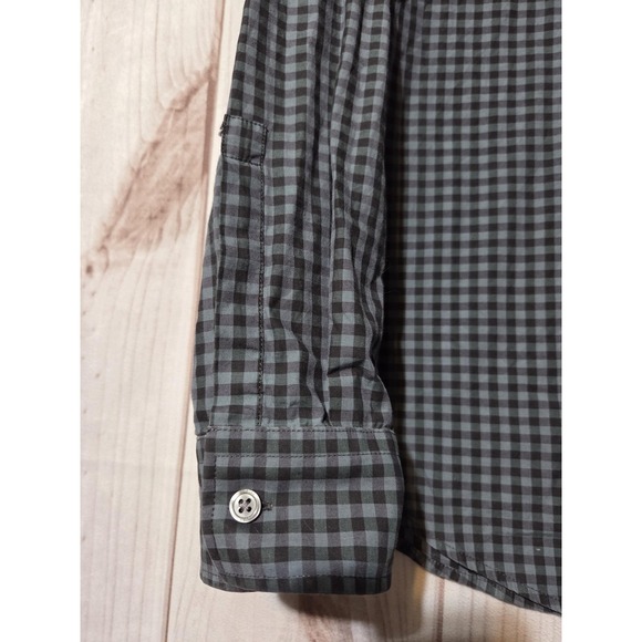 BOSS Hugo Boss Shirt Mens‎ Large Gray Black Gingham Check Slim Fit Button Up - Picture 3 of 11